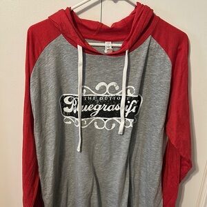 Red and Gray Hoodie with Bluegrass Logo